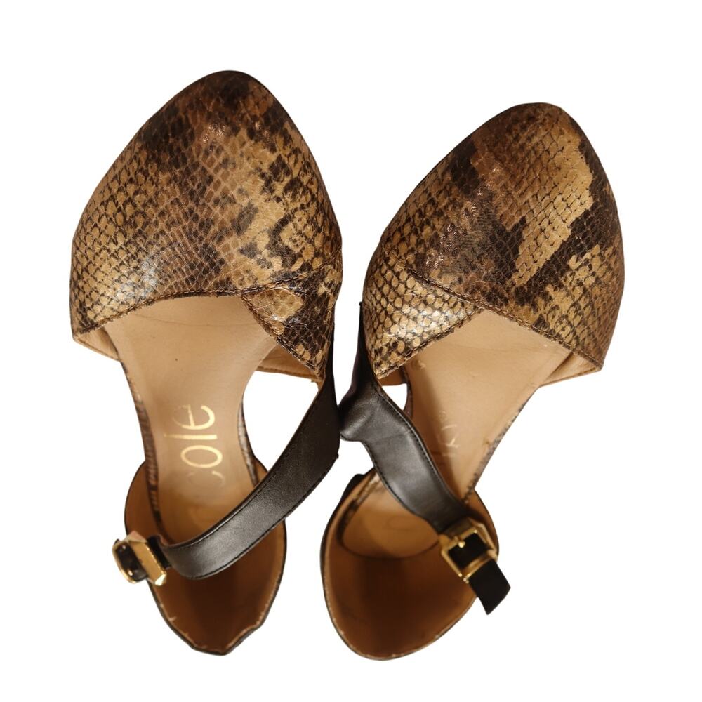 CLEARANCE!! Nicole Faux Snakeskin/Black Buckle Strap Flats - Size 6